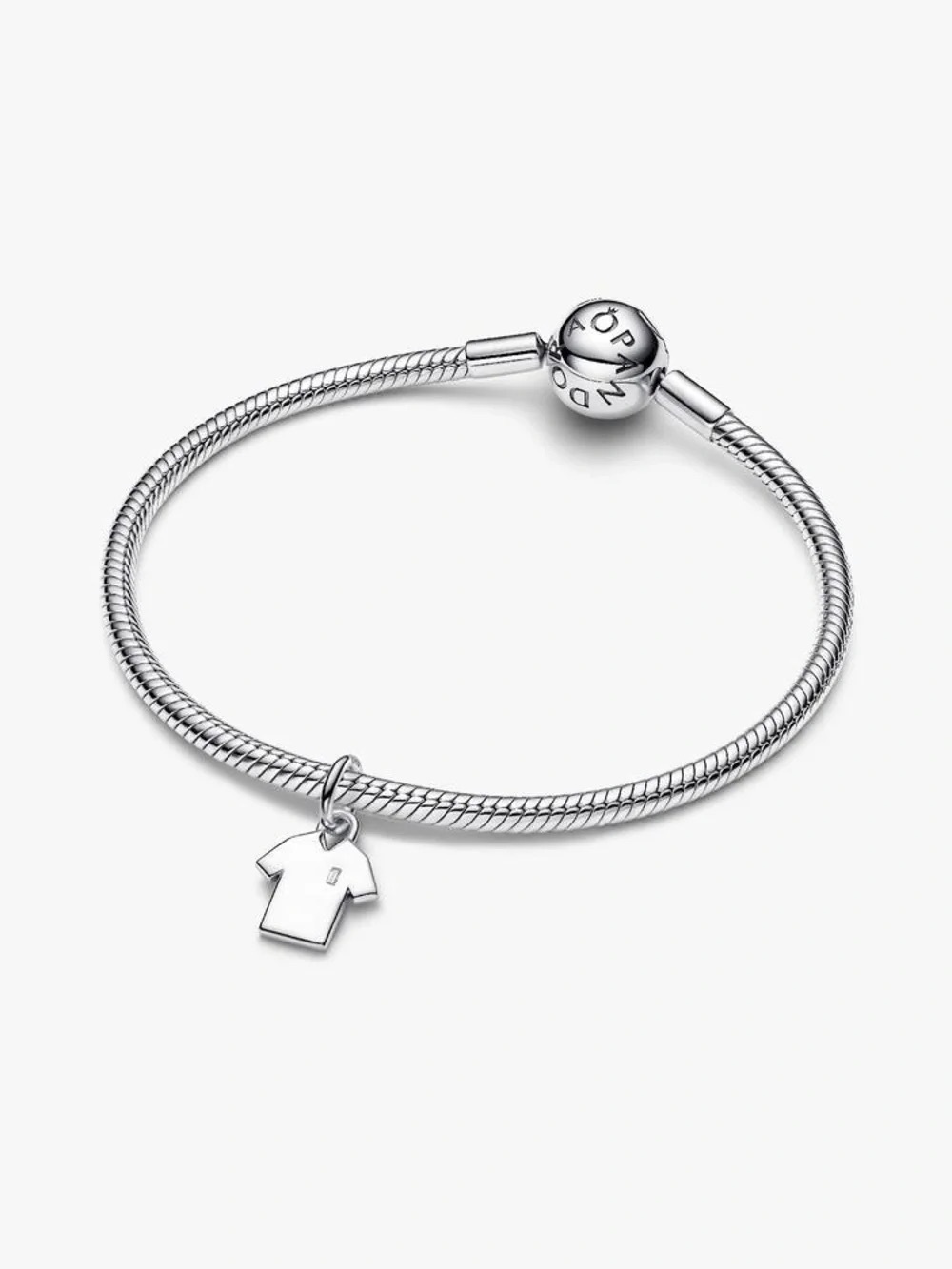 Pandora Silver Snake Chain Bracelet with T-Shirt Charm - Silver